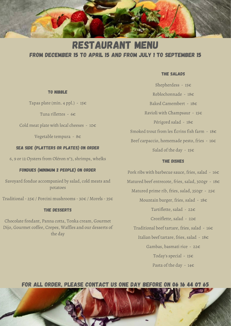 restaurant menu